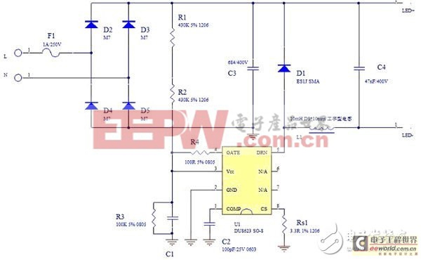 基于DU8623芯片的無(wú)電解電容3W非斷絕球泡燈方案（電子工程專(zhuān)輯）